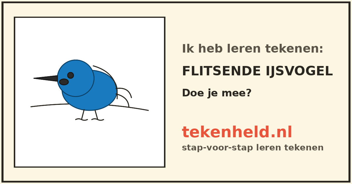 Voorbeeld: Flitsende ijsvogel tekenen in stappen