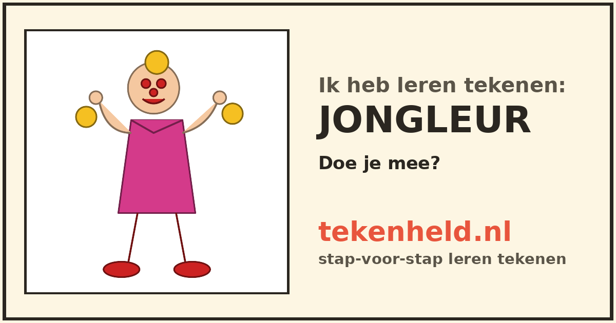 Voorbeeld: Jongleur tekenen in stappen