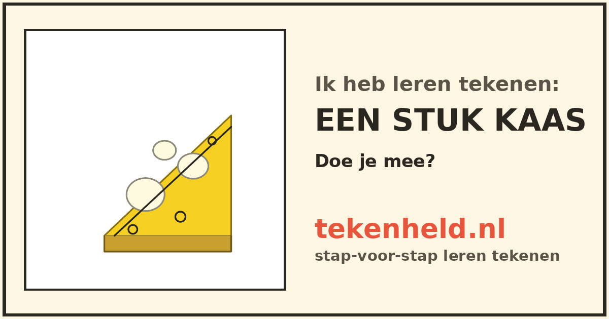 Voorbeeld: Een stuk kaas tekenen in stappen
