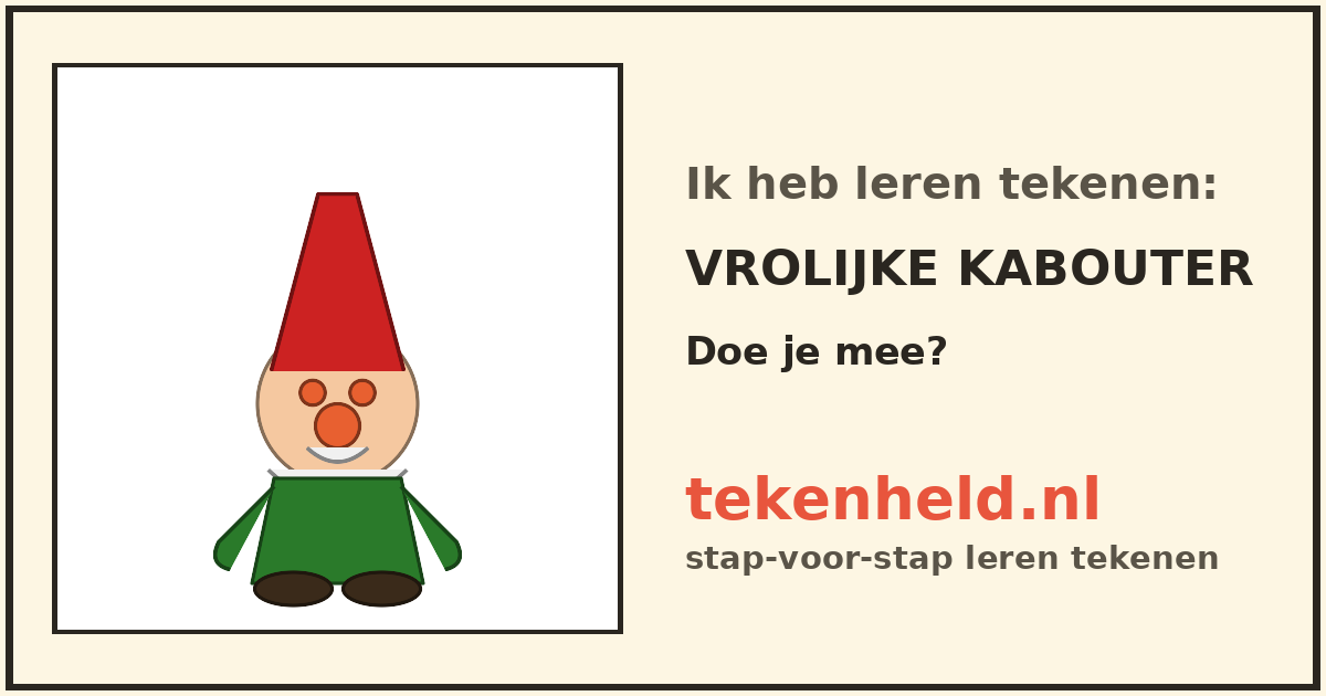 Voorbeeld: Vrolijke kabouter tekenen in stappen