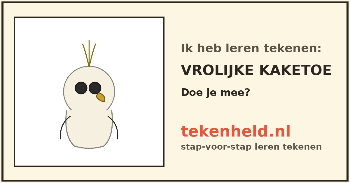 Voorbeeld: Vrolijke kaketoe tekenen in stappen