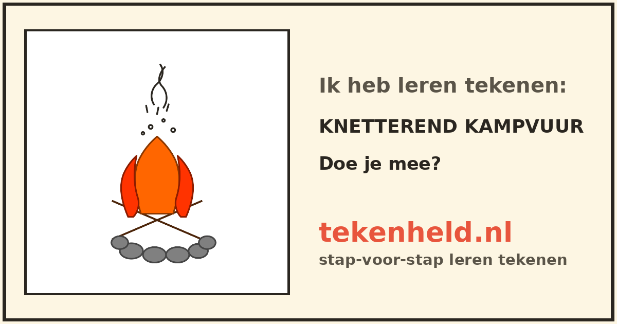 Voorbeeld: Knetterend kampvuur tekenen in stappen