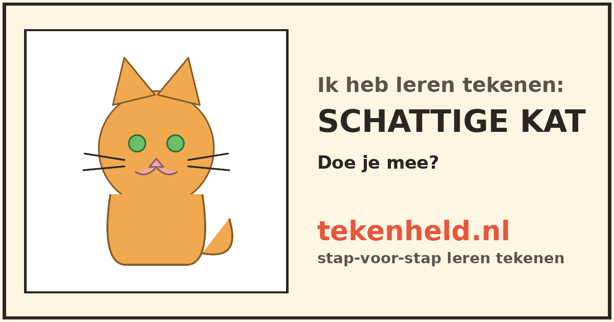 Voorbeeld: Schattige kat tekenen in stappen
