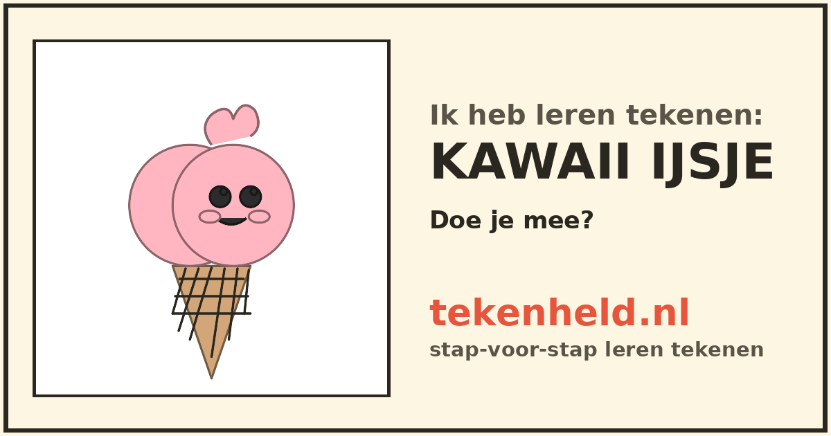 Voorbeeld: Kawaii ijsje tekenen in stappen