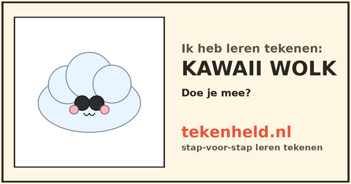 Voorbeeld: Kawaii wolk tekenen in stappen