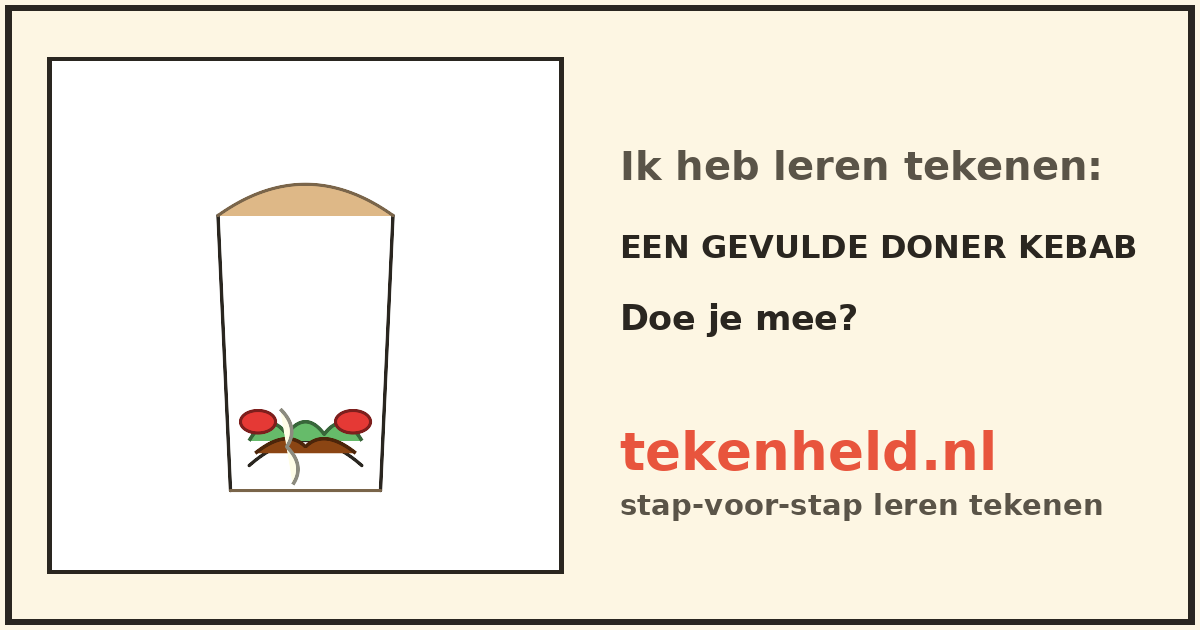 Voorbeeld: Een gevulde doner kebab tekenen in stappen