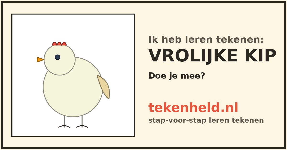 Voorbeeld: Vrolijke kip tekenen in stappen