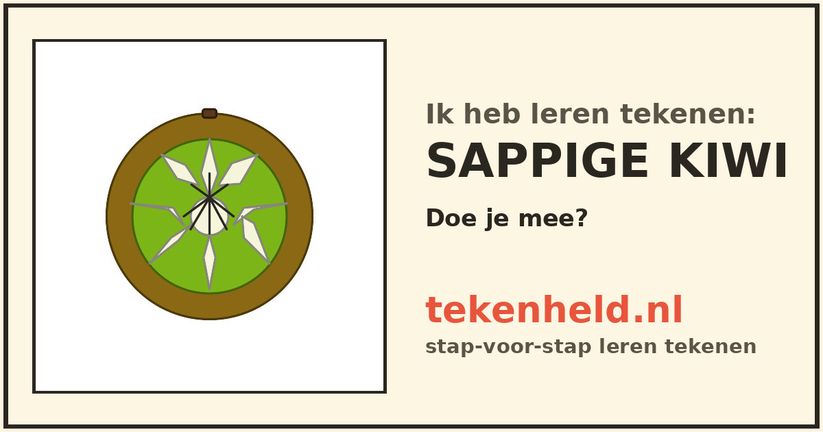 Voorbeeld: Sappige kiwi tekenen in stappen