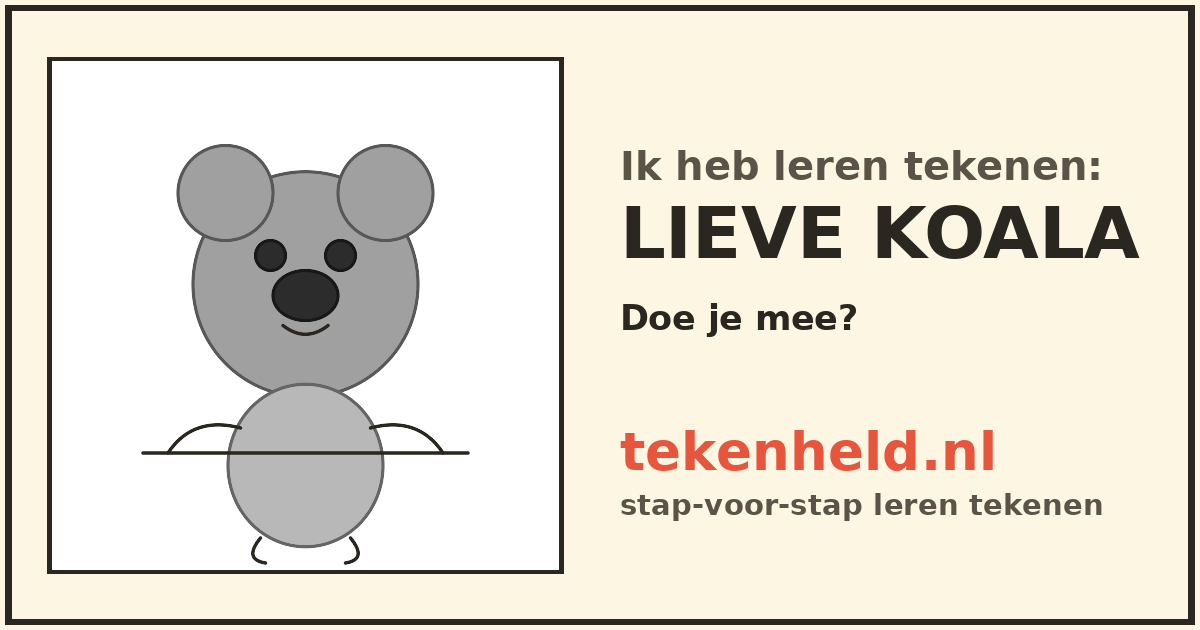 Voorbeeld: Lieve koala tekenen in stappen