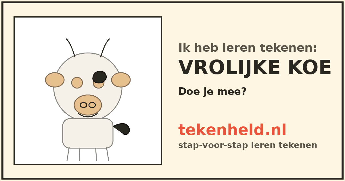 Voorbeeld: Vrolijke koe tekenen in stappen