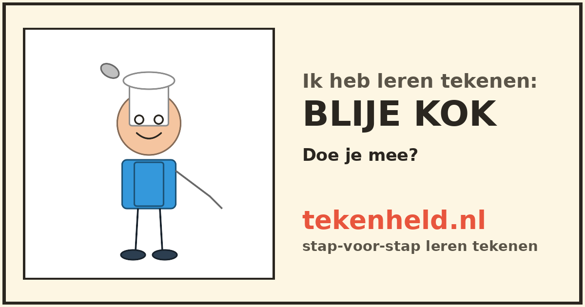 Voorbeeld: Blije kok tekenen in stappen
