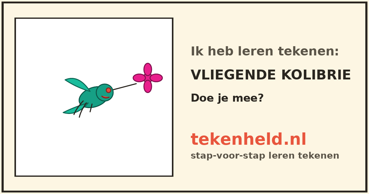 Voorbeeld: Vliegende kolibrie tekenen in stappen