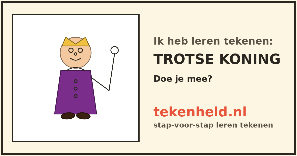 Voorbeeld: Trotse koning tekenen in stappen