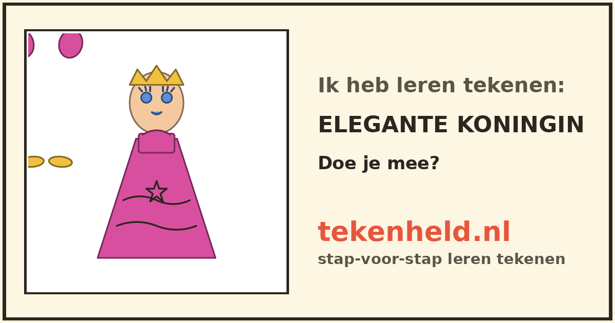 Voorbeeld: Elegante koningin tekenen in stappen