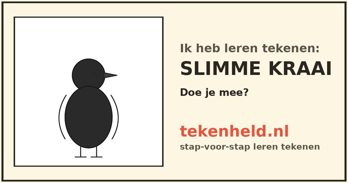 Voorbeeld: Slimme kraai tekenen in stappen