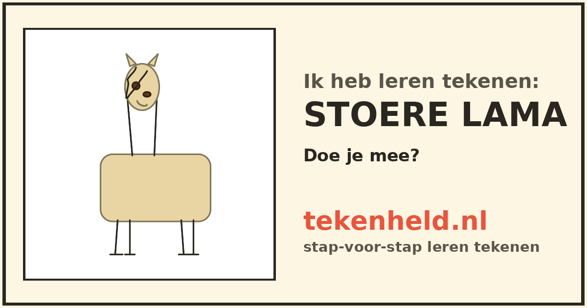 Voorbeeld: Stoere lama tekenen in stappen