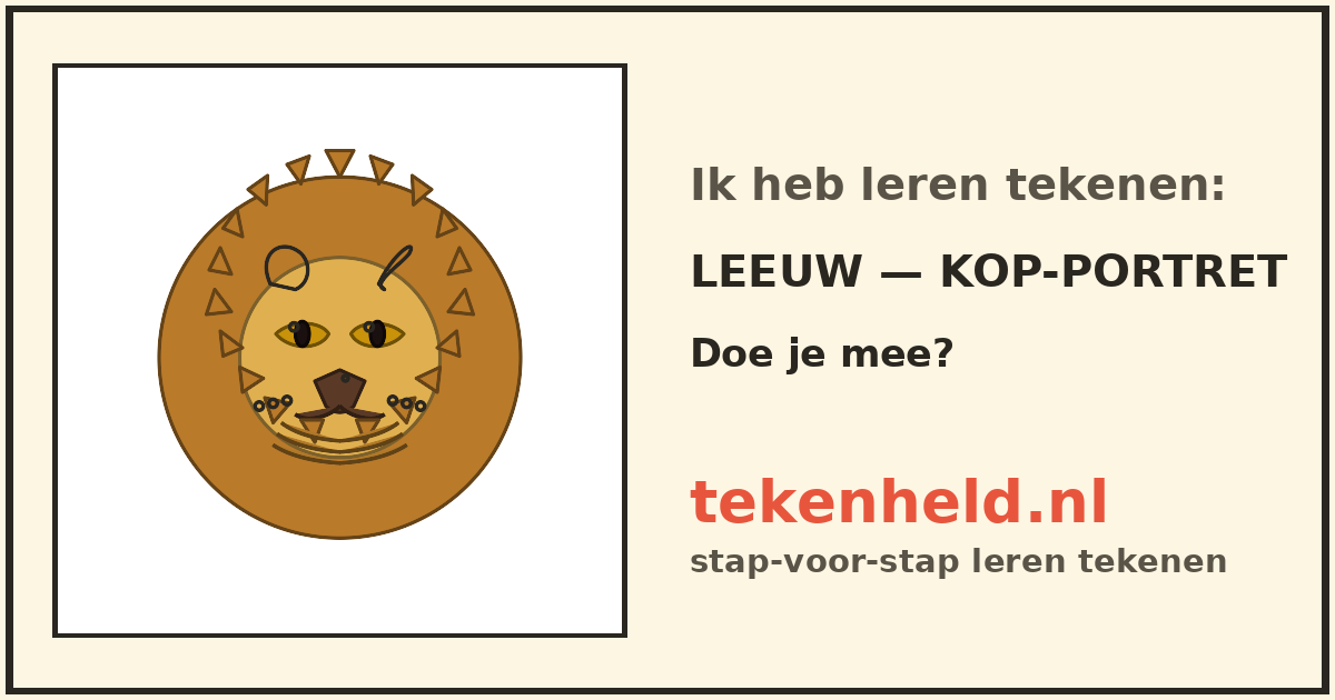 Voorbeeld: Leeuw — kop-portret tekenen in stappen
