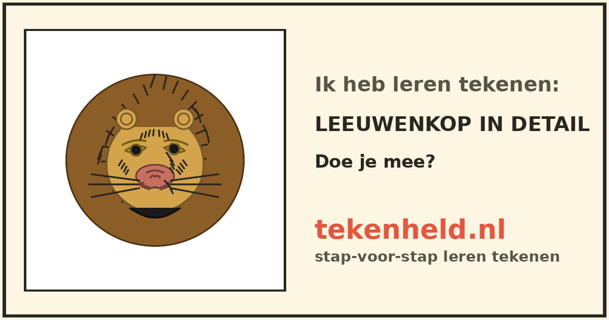 Voorbeeld: Leeuwenkop in detail tekenen in stappen