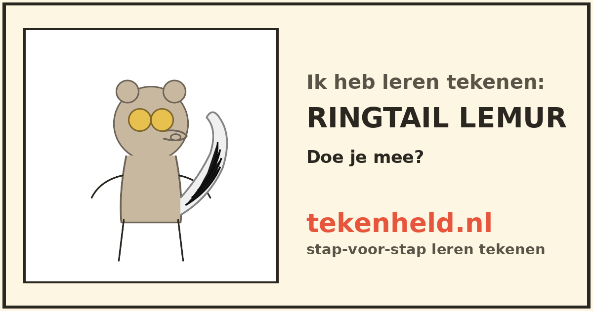 Voorbeeld: Ringtail lemur tekenen in stappen
