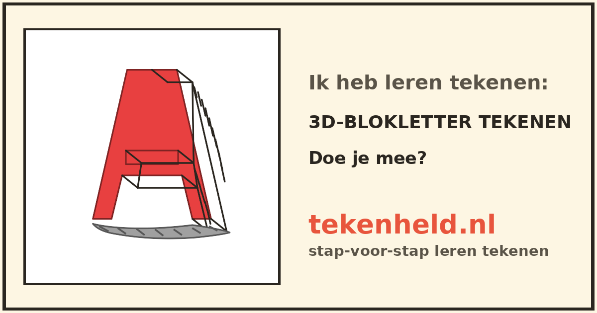Voorbeeld: 3D-blokletter tekenen tekenen in stappen