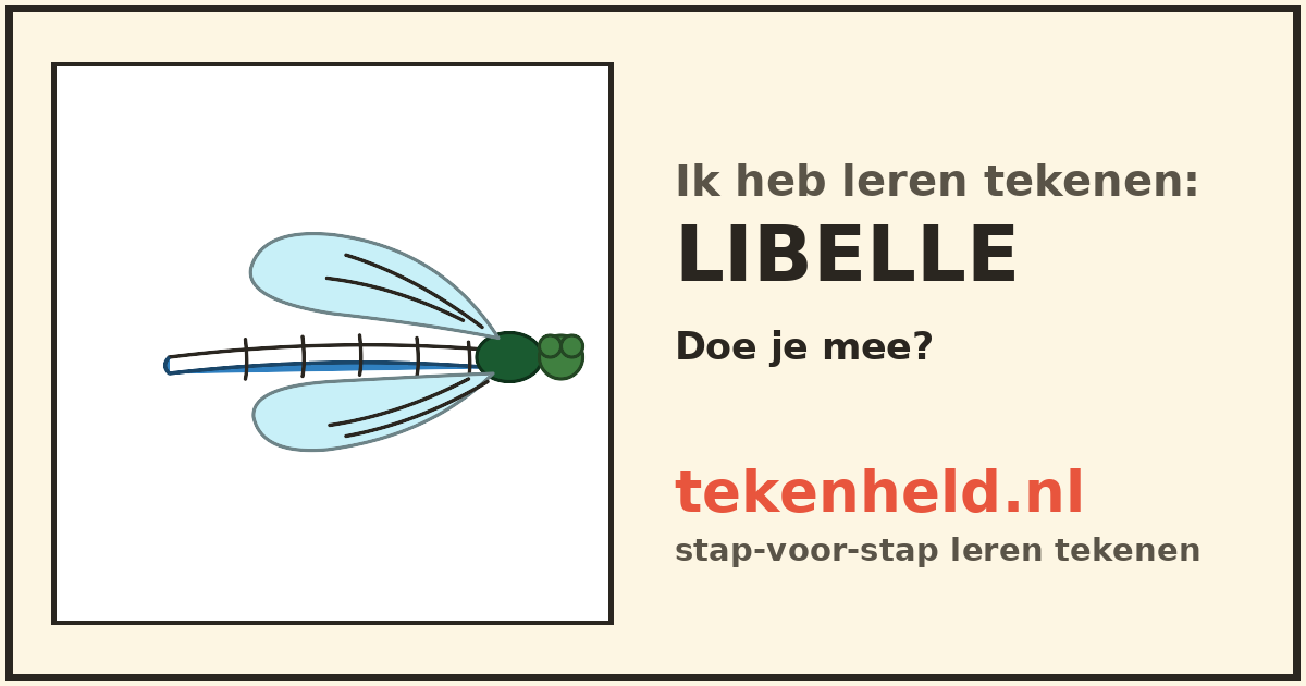 Voorbeeld: Libelle tekenen in stappen