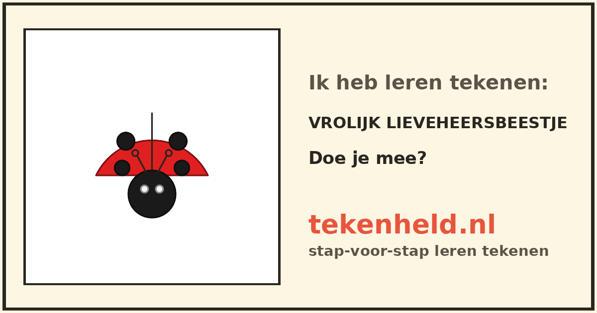Voorbeeld: Vrolijk lieveheersbeestje tekenen in stappen