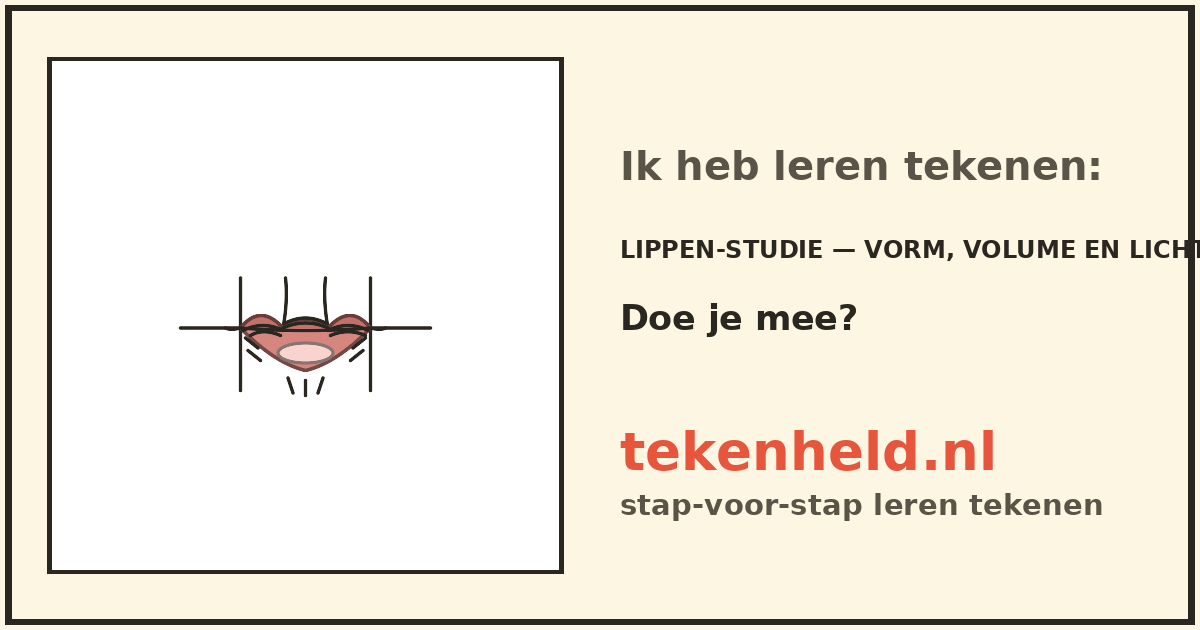 Voorbeeld: Lippen-studie — vorm, volume en licht tekenen in stappen
