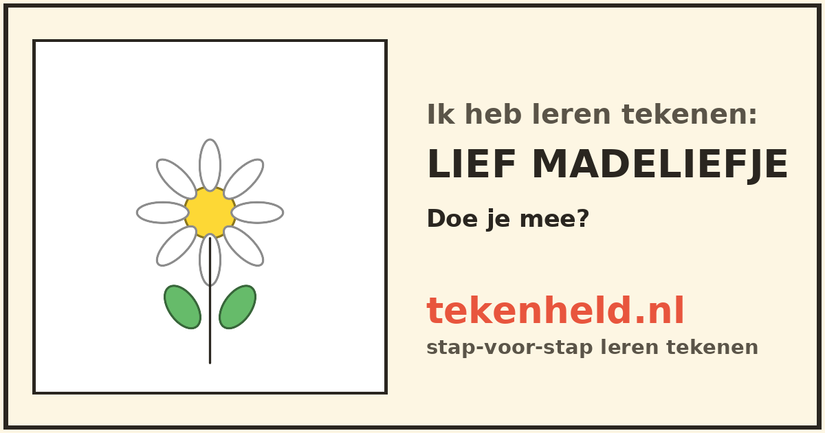 Voorbeeld: Lief madeliefje tekenen in stappen