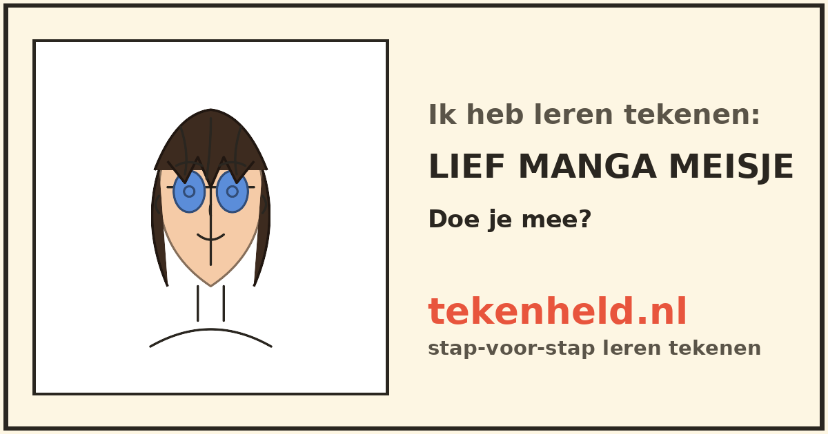 Voorbeeld: Lief Manga Meisje tekenen in stappen