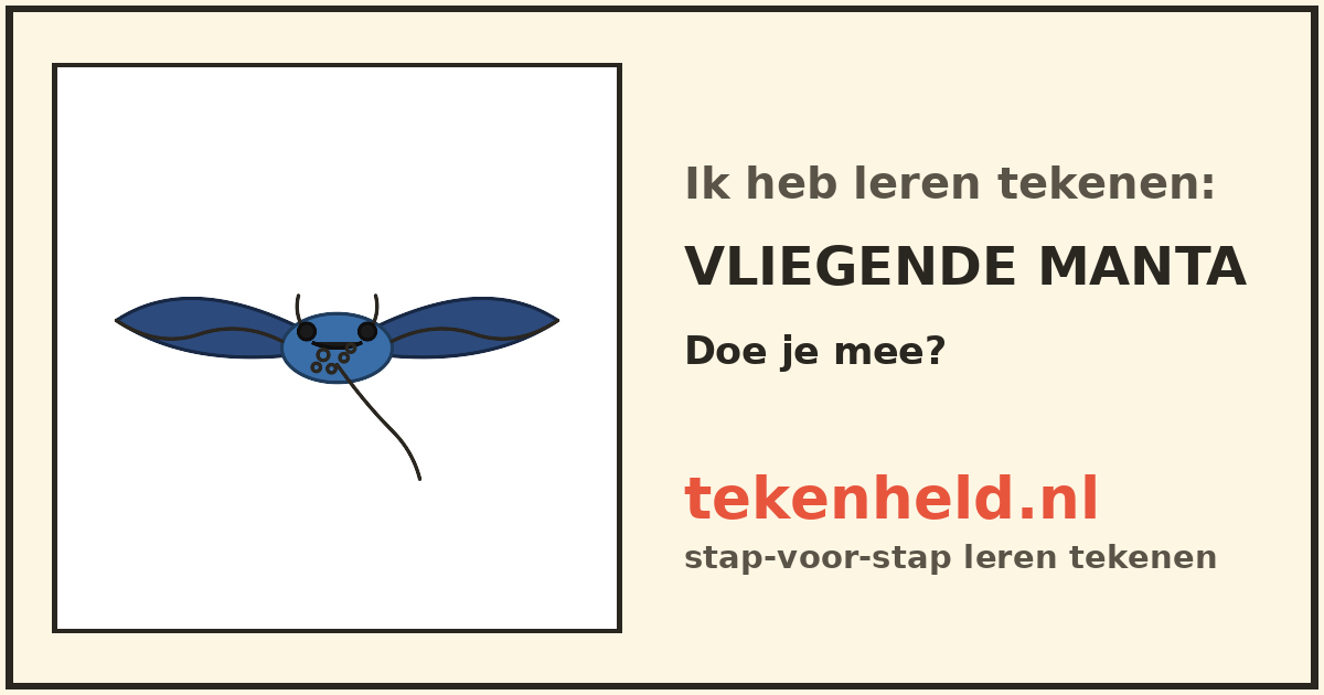 Voorbeeld: Vliegende manta tekenen in stappen