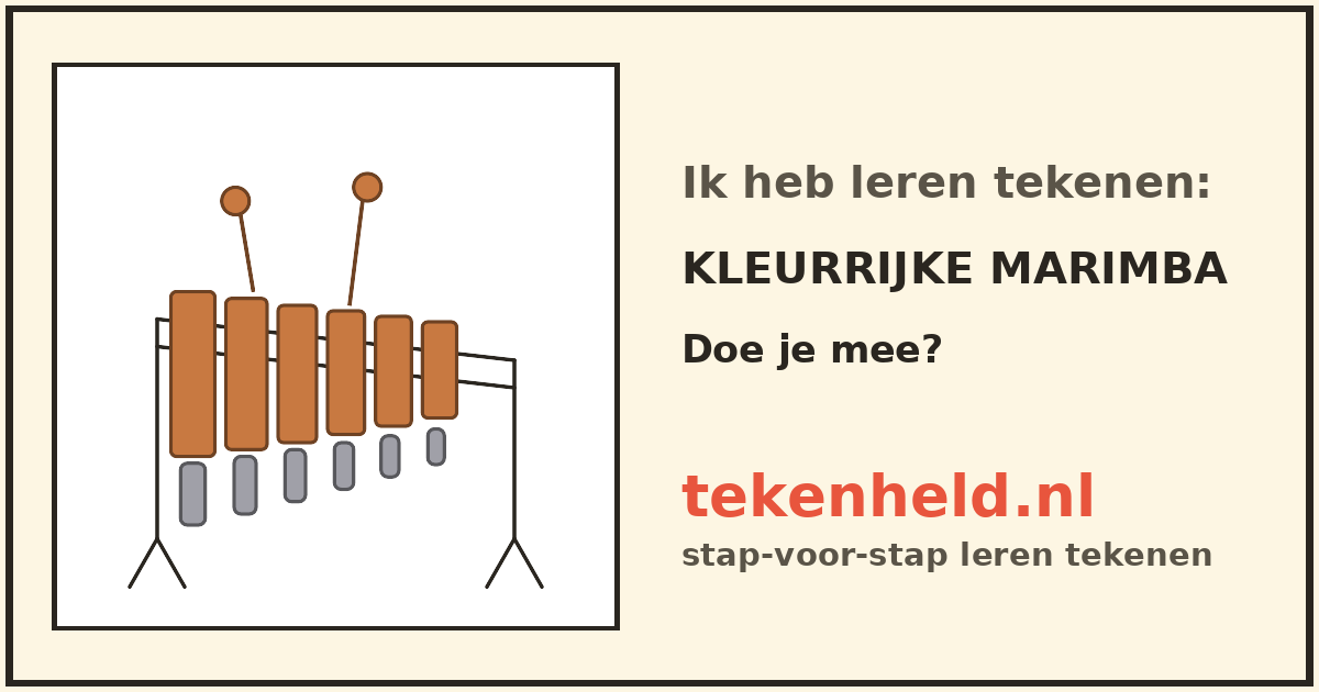 Voorbeeld: Kleurrijke marimba tekenen in stappen