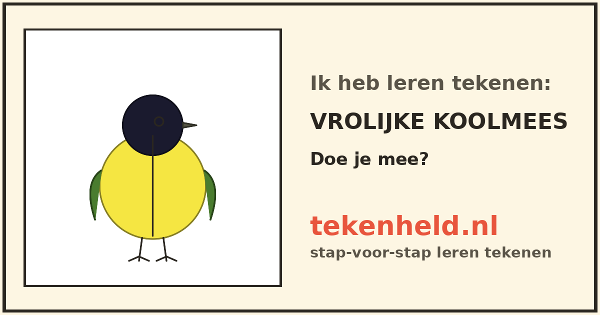 Voorbeeld: Vrolijke koolmees tekenen in stappen