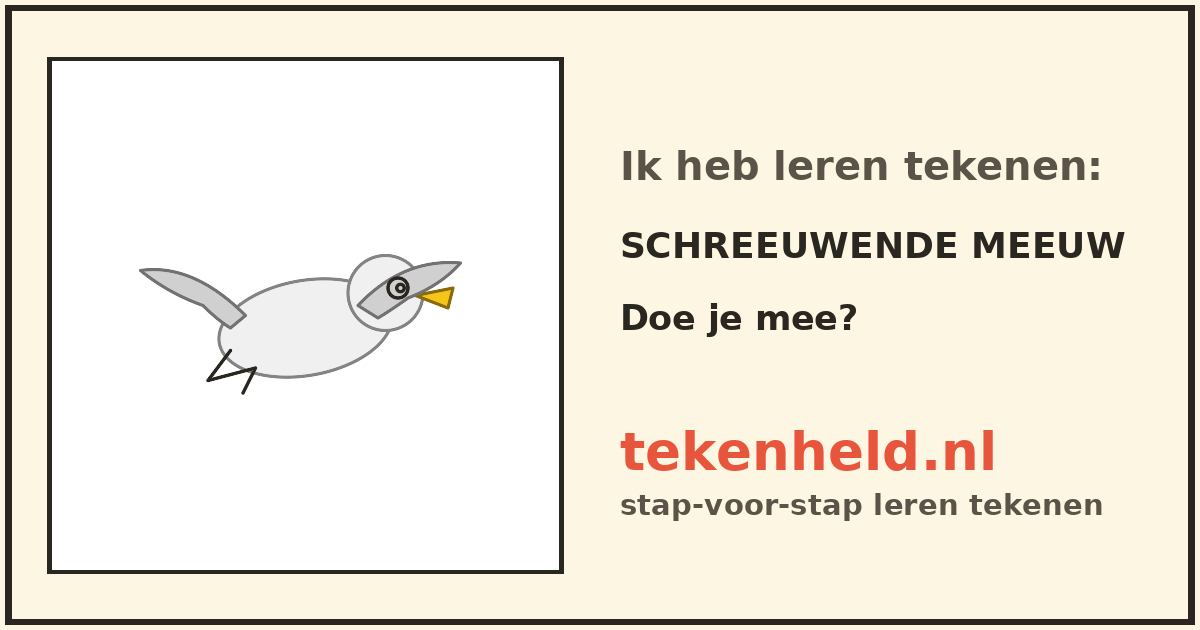 Voorbeeld: Schreeuwende meeuw tekenen in stappen