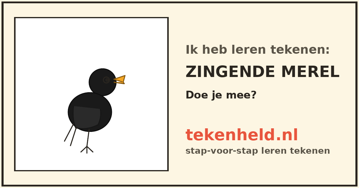 Voorbeeld: Zingende merel tekenen in stappen