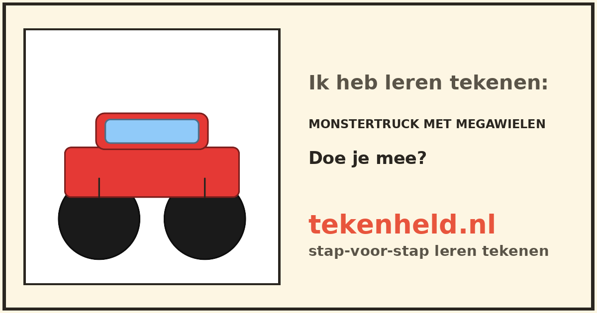 Voorbeeld: Monstertruck met megawielen tekenen in stappen