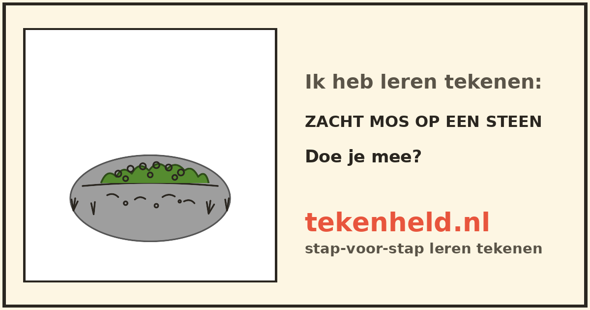 Voorbeeld: Zacht mos op een steen tekenen in stappen