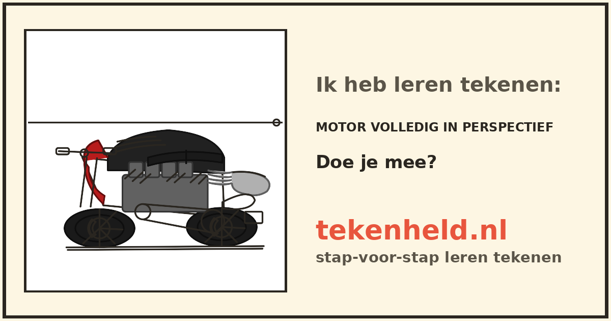 Voorbeeld: Motor volledig in perspectief tekenen in stappen