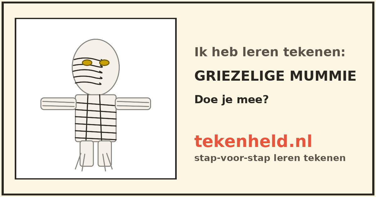 Voorbeeld: Griezelige mummie tekenen in stappen
