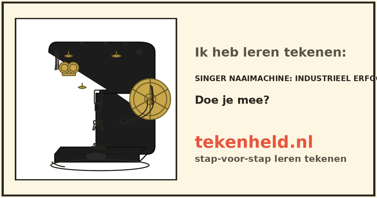 Voorbeeld: Singer naaimachine tekenen in stappen