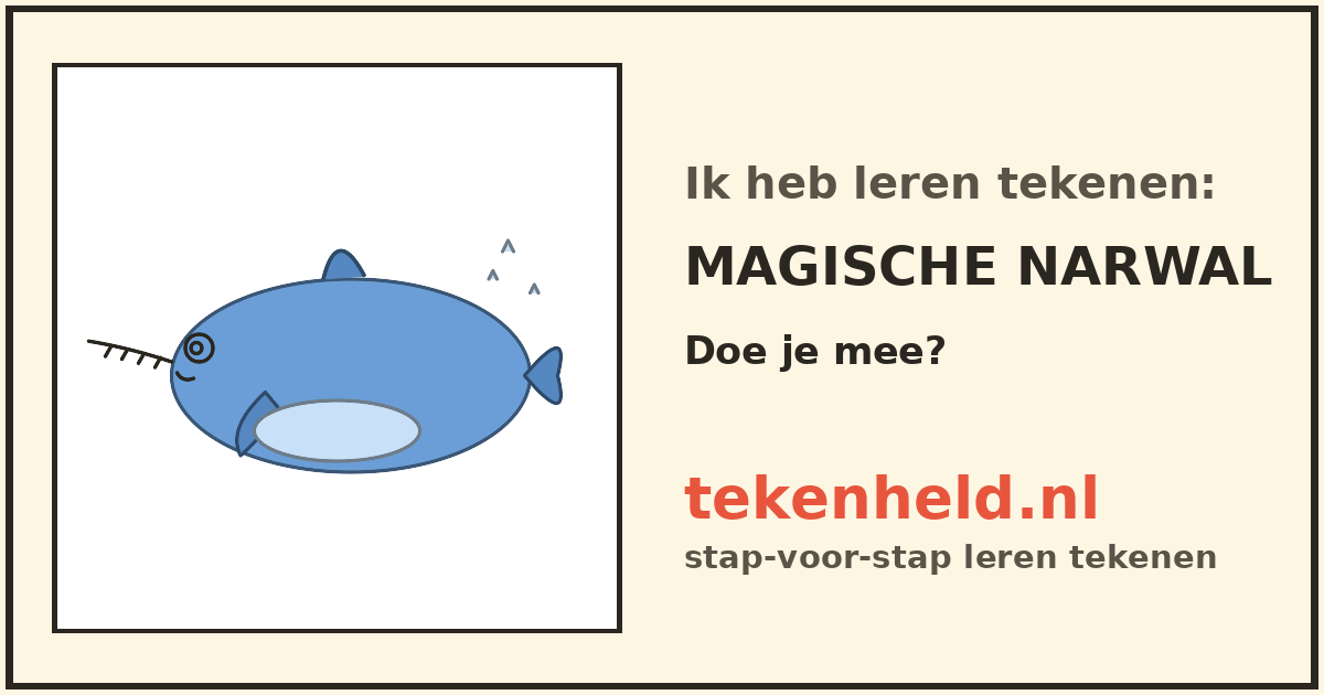 Voorbeeld: Magische narwal tekenen in stappen