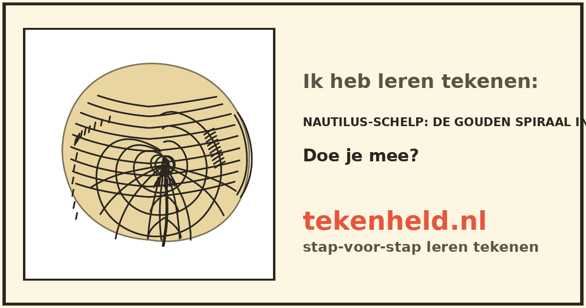 Voorbeeld: Nautilus-schelp tekenen in stappen