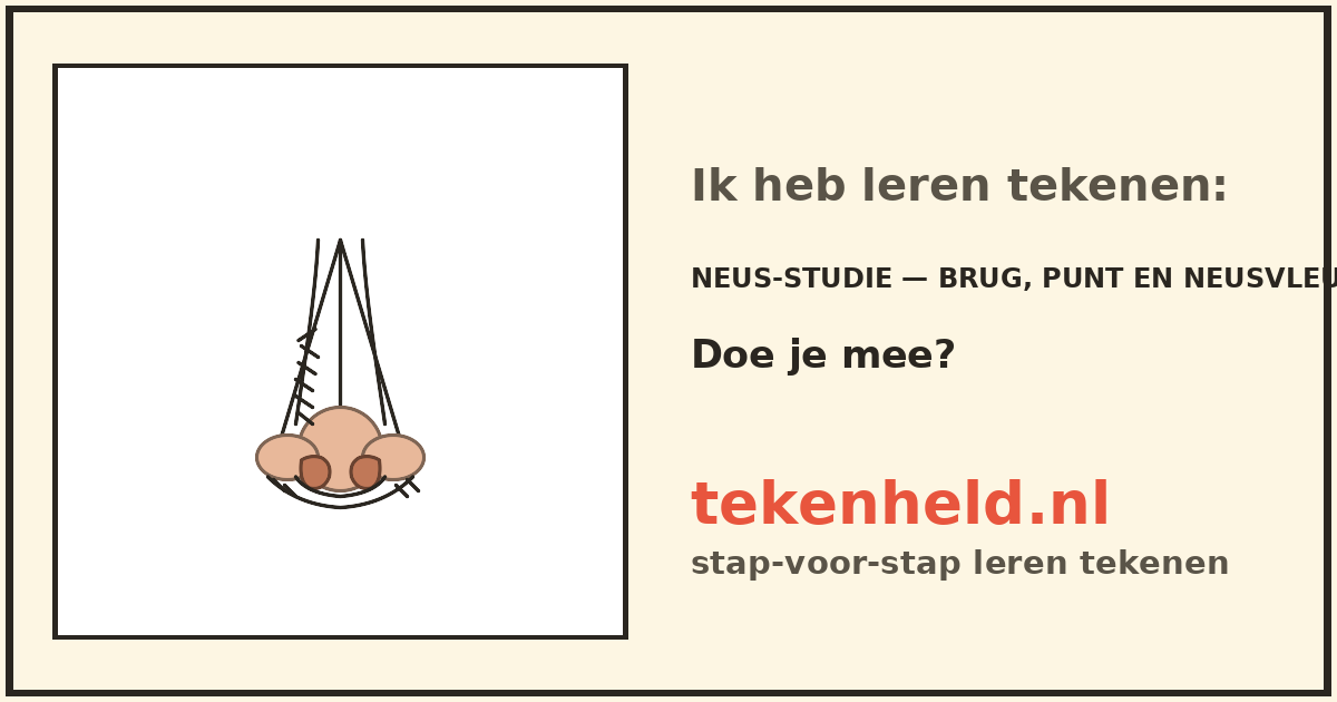 Voorbeeld: Neus-studie — brug, punt en neusvleugels tekenen in stappen