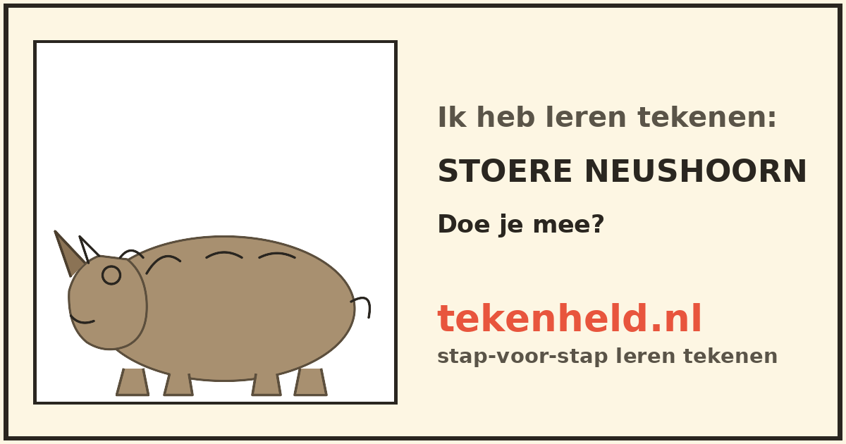 Voorbeeld: Stoere neushoorn tekenen in stappen