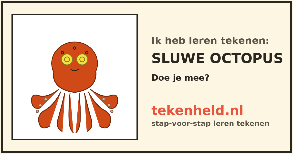 Voorbeeld: Sluwe octopus tekenen in stappen