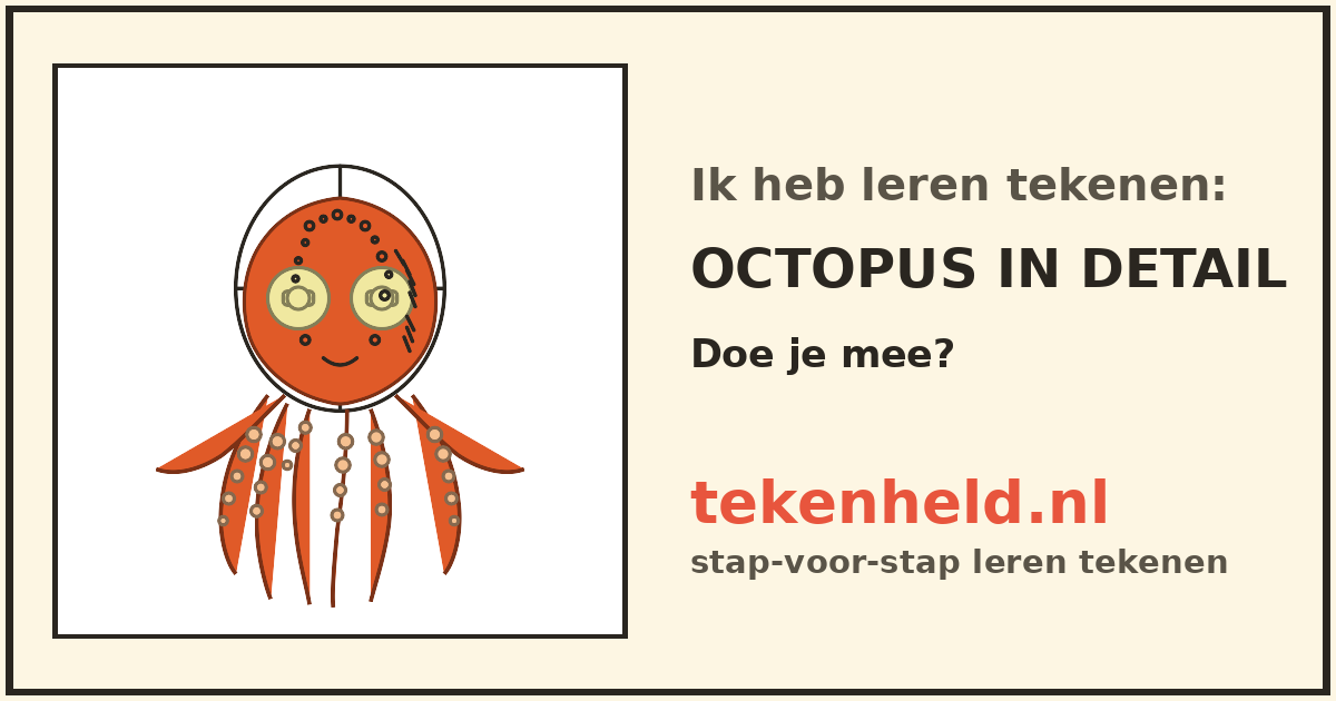 Voorbeeld: Octopus in detail tekenen in stappen