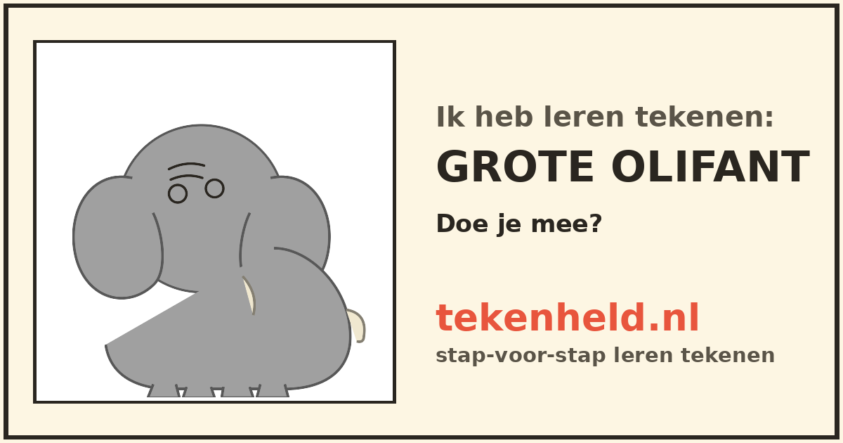 Voorbeeld: Grote olifant tekenen in stappen
