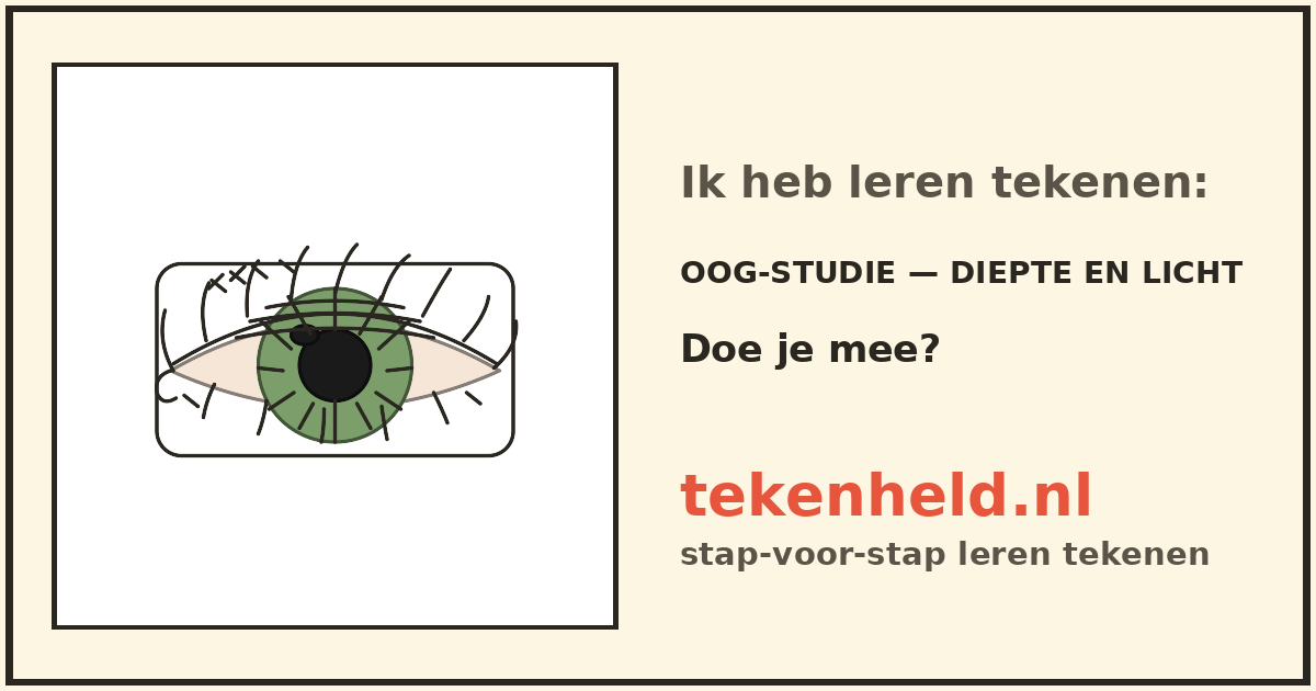 Voorbeeld: Oog-studie — diepte en licht tekenen in stappen