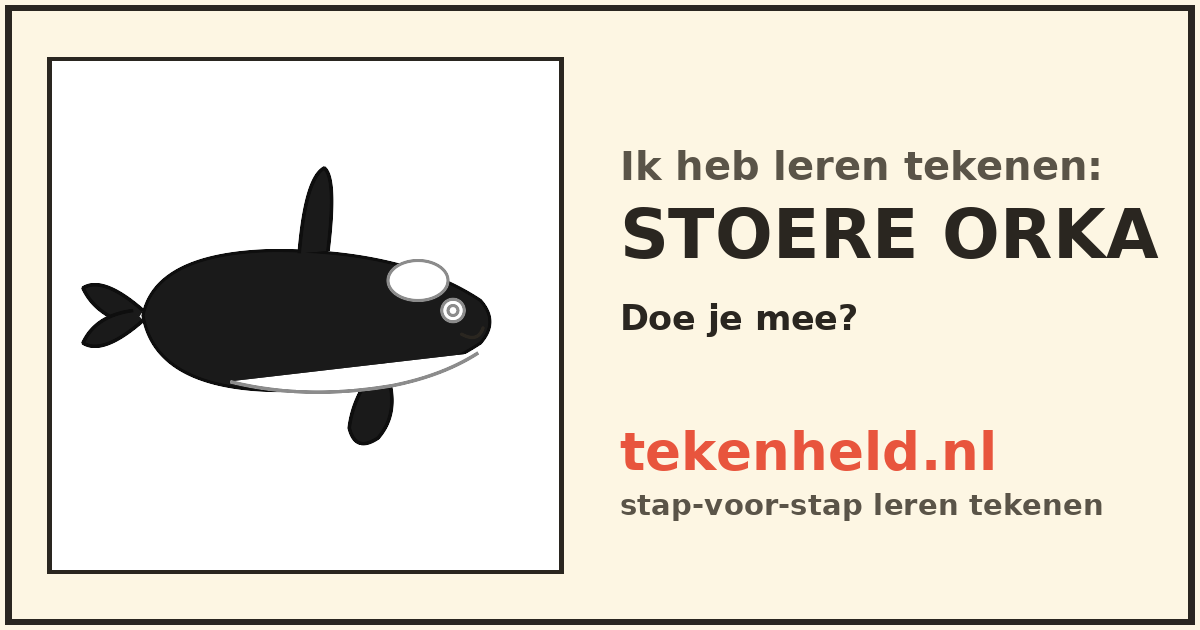 Voorbeeld: Stoere orka tekenen in stappen