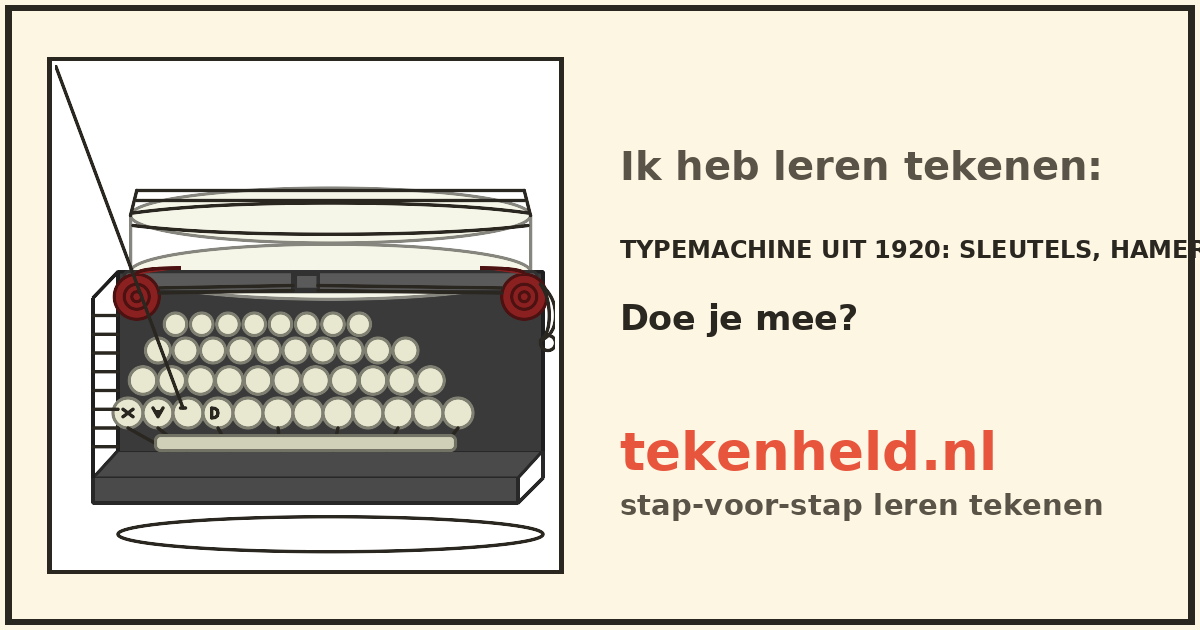 Voorbeeld: Typemachine uit 1920 tekenen in stappen