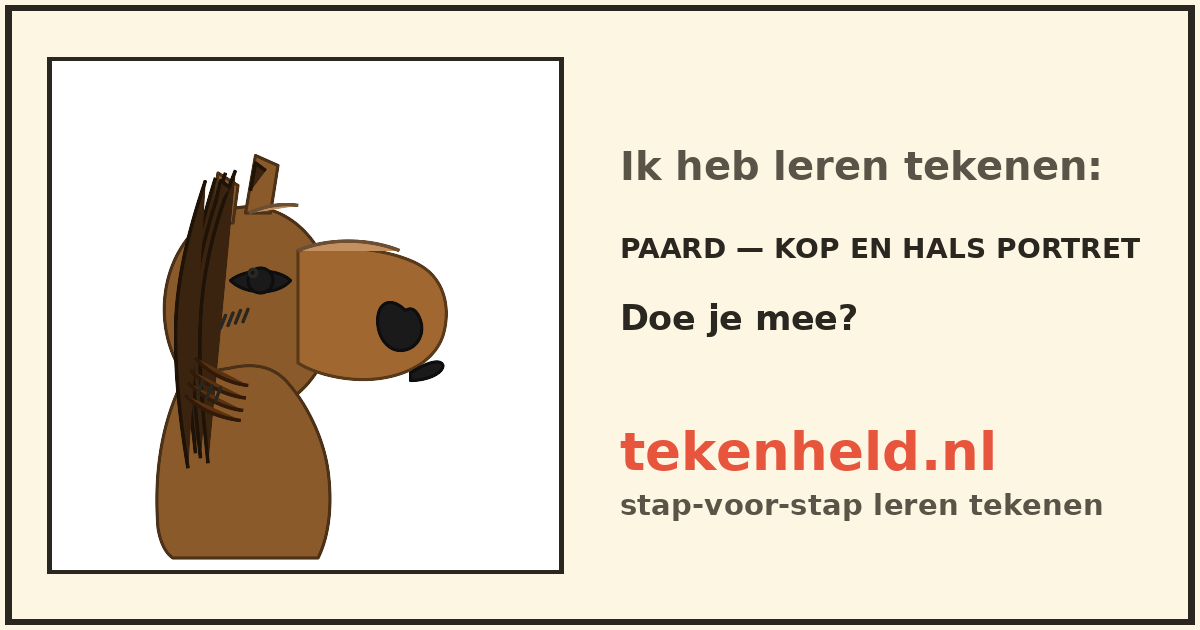 Voorbeeld: Paard — kop en hals portret tekenen in stappen